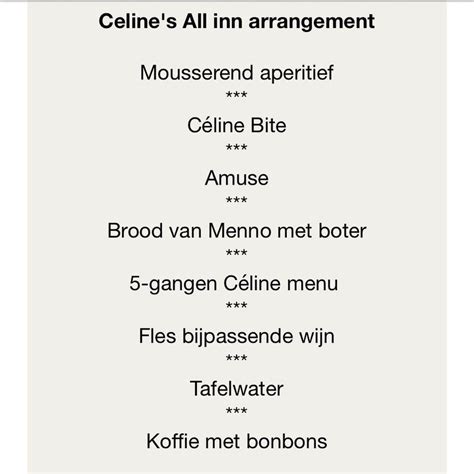 celine restaurant menu